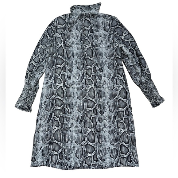 Rebecca Taylor Sz 0 Dress Silk Grey Pink Long Sleeve Tie V-neck Python Snake - Picture 3 of 6